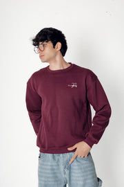 Basic Round Sweatshirt Bergandy