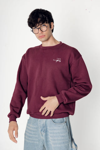 Basic Round Sweatshirt Bergandy